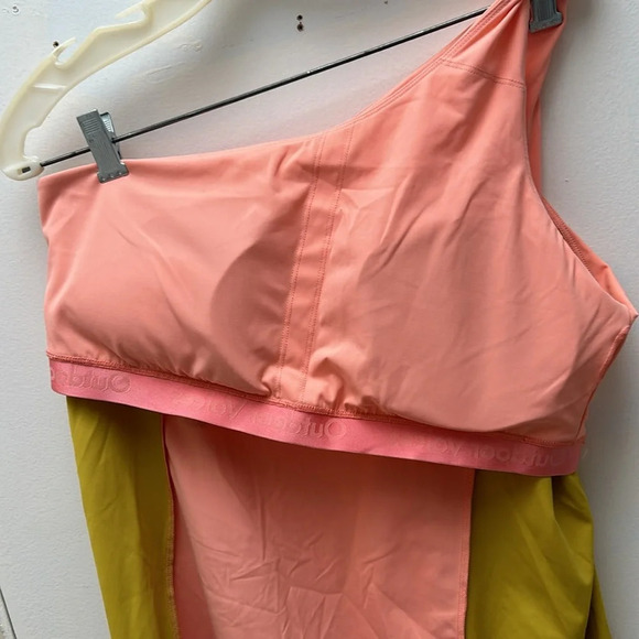 Outdoor Voices One Shoulder Athletic Dress pink yellow size XL mini dress - Picture 8 of 11